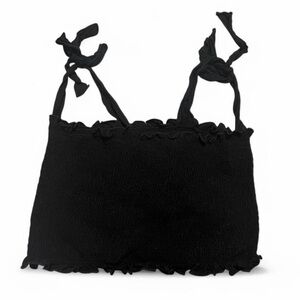 H&M Elegant Black Tie-Strap Crop Top